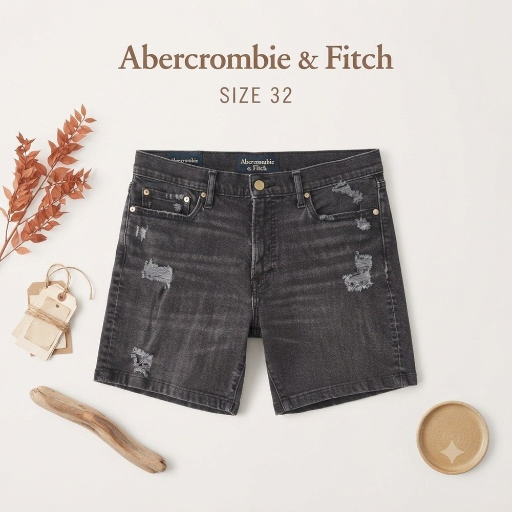 Abercrombie & Fitch Grunge Aesthetic Distressed Denim Shorts Men Size 32